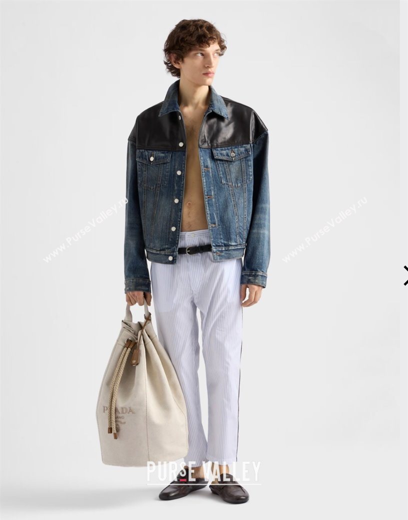 Prada Mens Canvas drawstring duffle bag Black 2025 2VY011 (YZ-250627023)