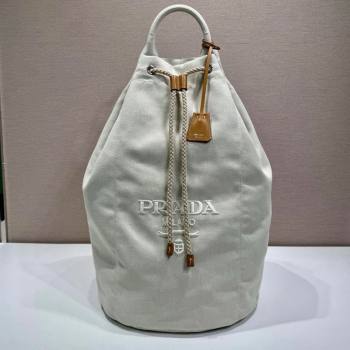 Prada Mens Linen blend drawstring duffle bag White 2025 2VY011 (YZ-250627022)