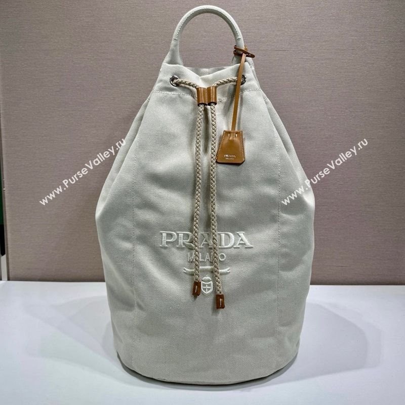 Prada Mens Linen blend drawstring duffle bag White 2025 2VY011 (YZ-250627022)