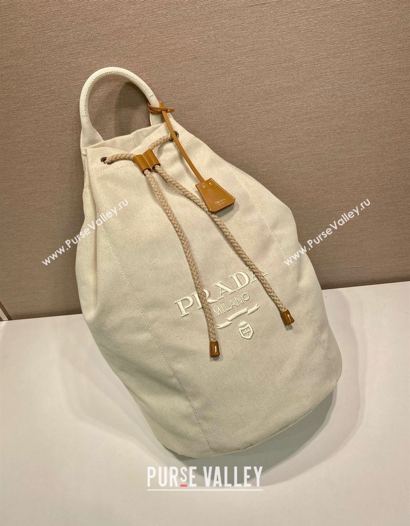 Prada Mens Linen blend drawstring duffle bag White 2025 2VY011 (YZ-250627022)