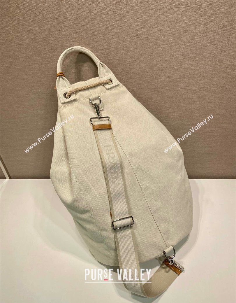 Prada Mens Linen blend drawstring duffle bag White 2025 2VY011 (YZ-250627022)