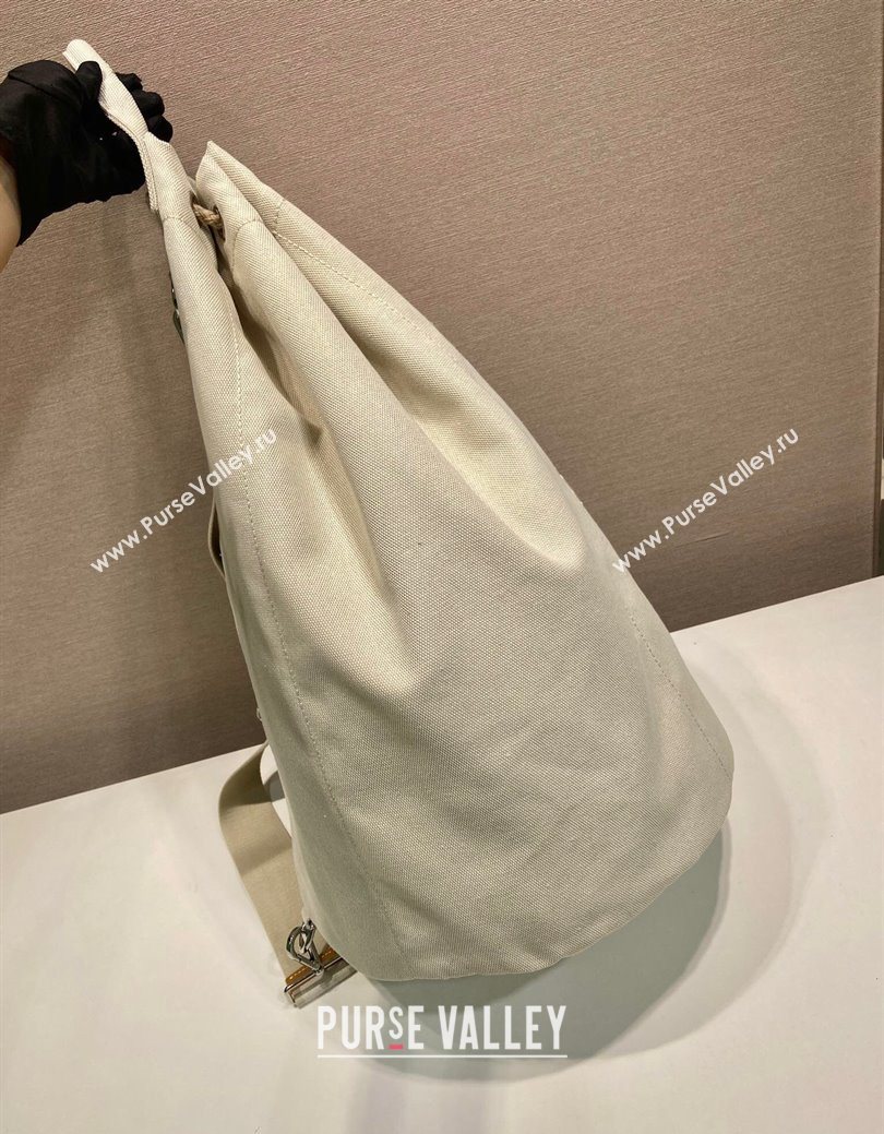 Prada Mens Linen blend drawstring duffle bag White 2025 2VY011 (YZ-250627022)