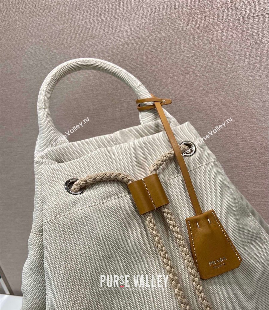 Prada Mens Linen blend drawstring duffle bag White 2025 2VY011 (YZ-250627022)