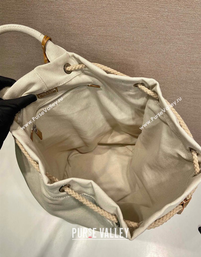 Prada Mens Linen blend drawstring duffle bag White 2025 2VY011 (YZ-250627022)