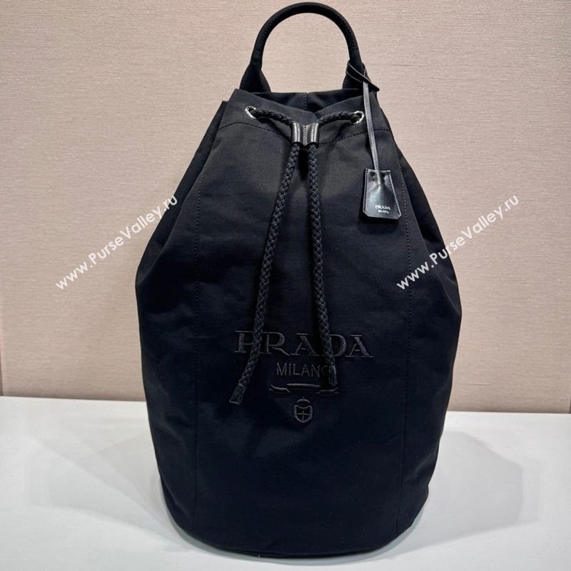 Prada Mens Canvas drawstring duffle bag Black 2025 2VY011 (YZ-250627023)