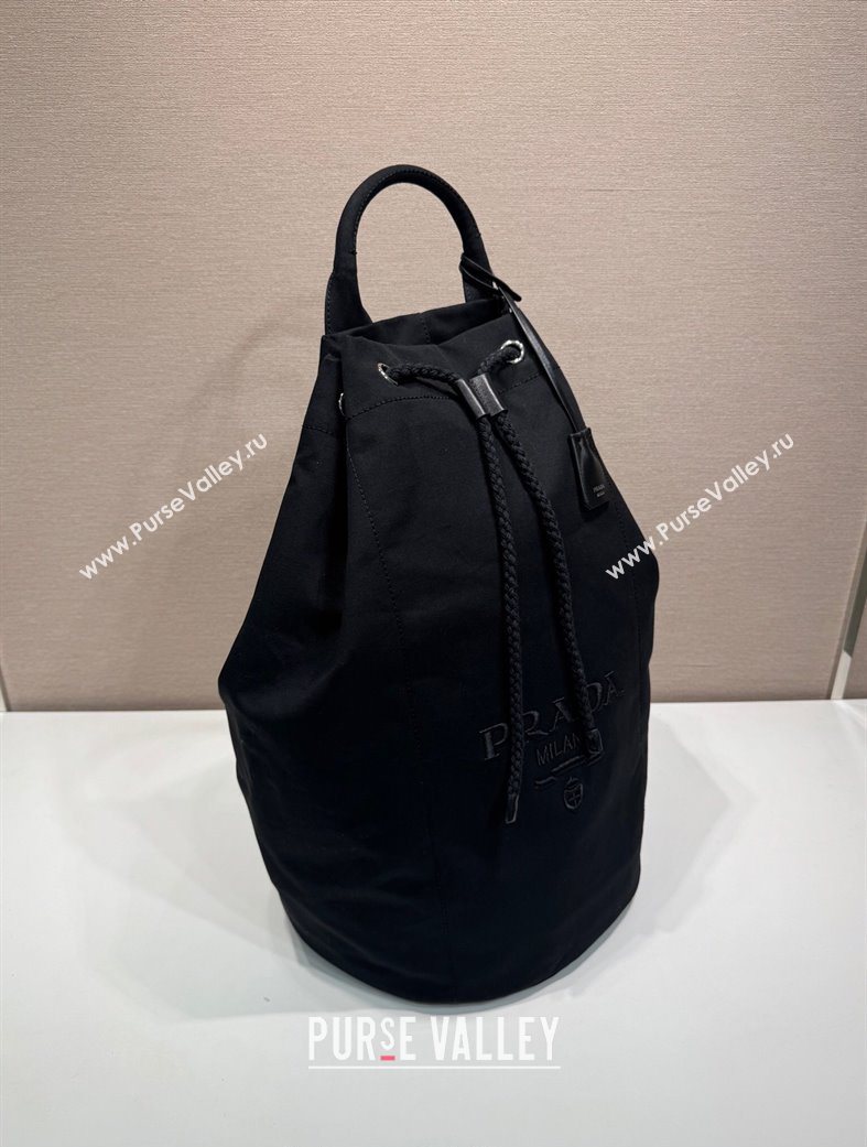 Prada Mens Canvas drawstring duffle bag Black 2025 2VY011 (YZ-250627023)