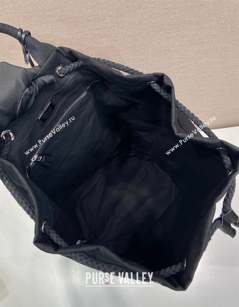 Prada Mens Canvas drawstring duffle bag Black 2025 2VY011 (YZ-250627023)