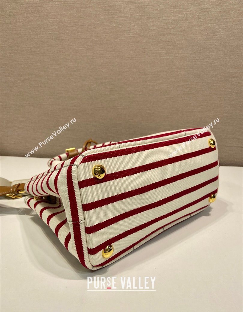 Prada Jardiniere striped cotton canvas mini-bag White/Red 2025 1BA038 (YZ-250627011)