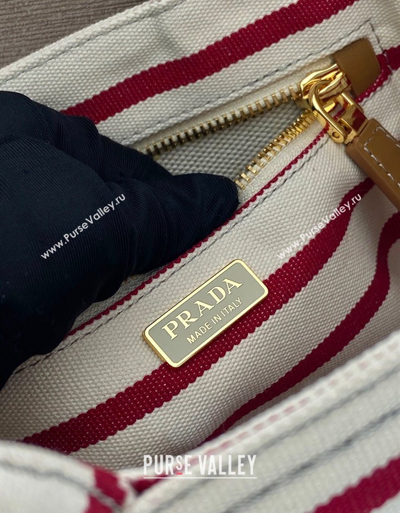 Prada Jardiniere striped cotton canvas mini-bag White/Red 2025 1BA038 (YZ-250627011)