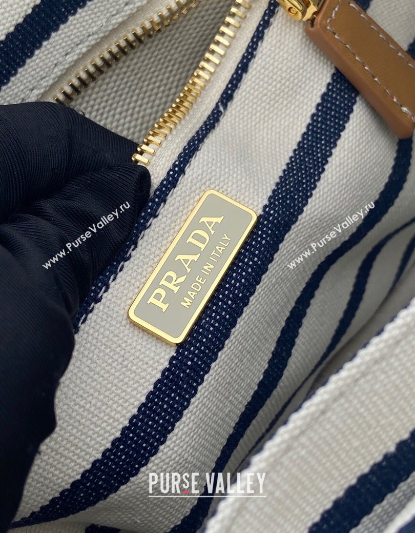 Prada Jardiniere striped cotton canvas mini-bag White/Blue 2025 1BA038 (YZ-250627012)