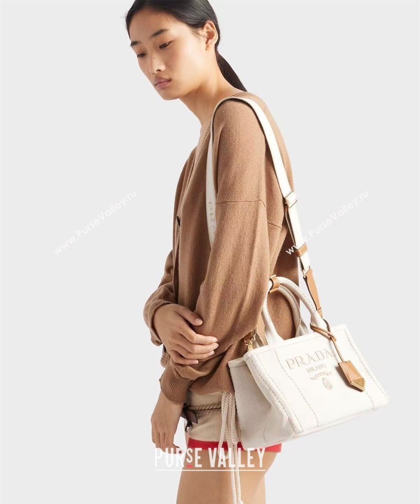 Prada Jardiniere small cotton canvas handbag Black 2025 1BG464 (YZ-250627018)