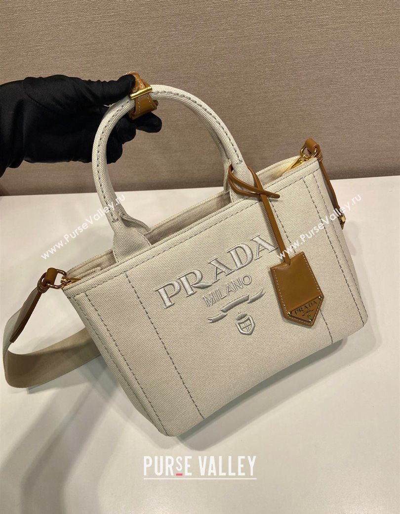 Prada Jardiniere small linen blend handbag White 2025 1BG464 (YZ-250627016)