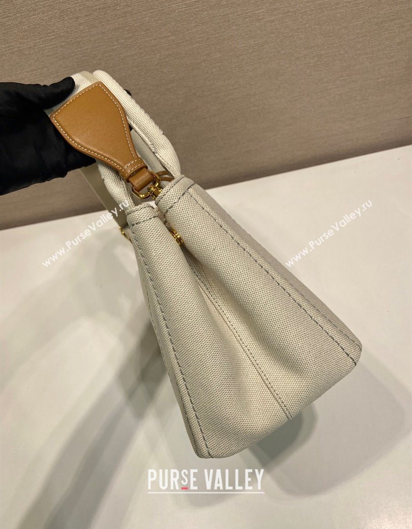 Prada Jardiniere small linen blend handbag White 2025 1BG464 (YZ-250627016)