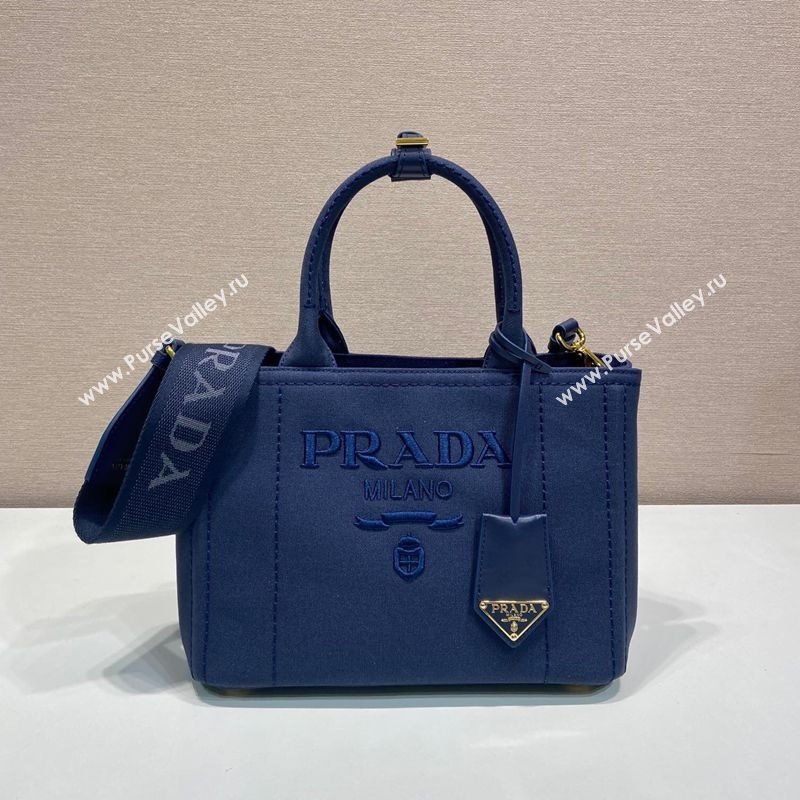 Prada Jardiniere small cotton canvas handbag Baltic Blue 2025 1BG464 (YZ-250627017)