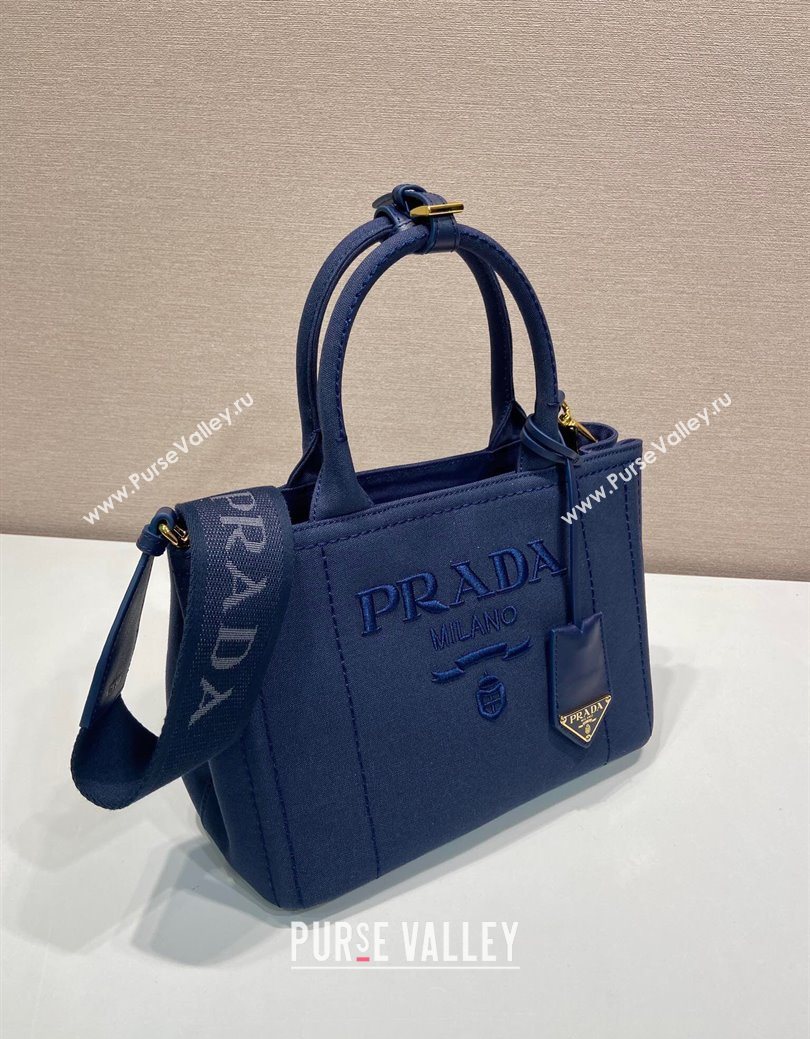 Prada Jardiniere small cotton canvas handbag Baltic Blue 2025 1BG464 (YZ-250627017)