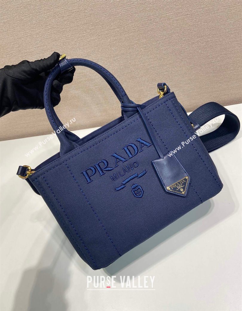 Prada Jardiniere small cotton canvas handbag Baltic Blue 2025 1BG464 (YZ-250627017)