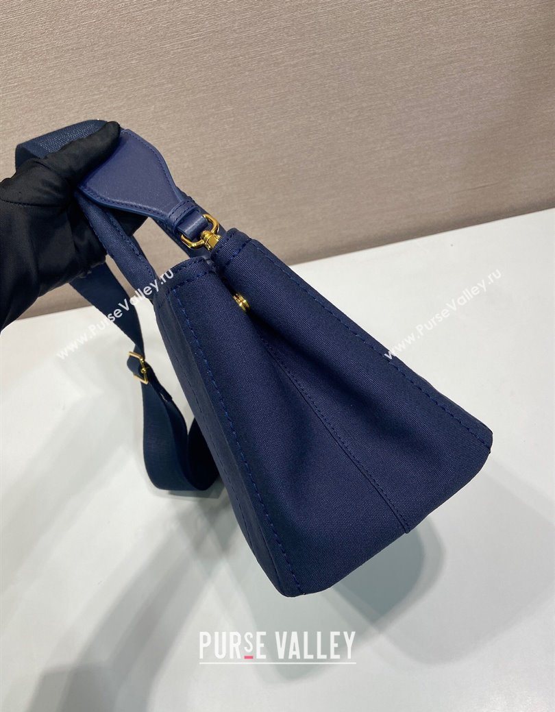 Prada Jardiniere small cotton canvas handbag Baltic Blue 2025 1BG464 (YZ-250627017)
