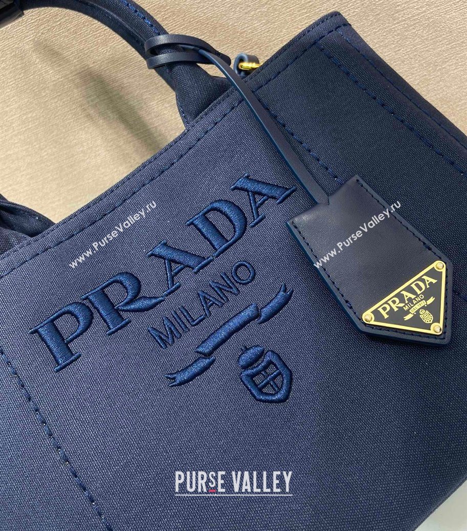 Prada Jardiniere small cotton canvas handbag Baltic Blue 2025 1BG464 (YZ-250627017)