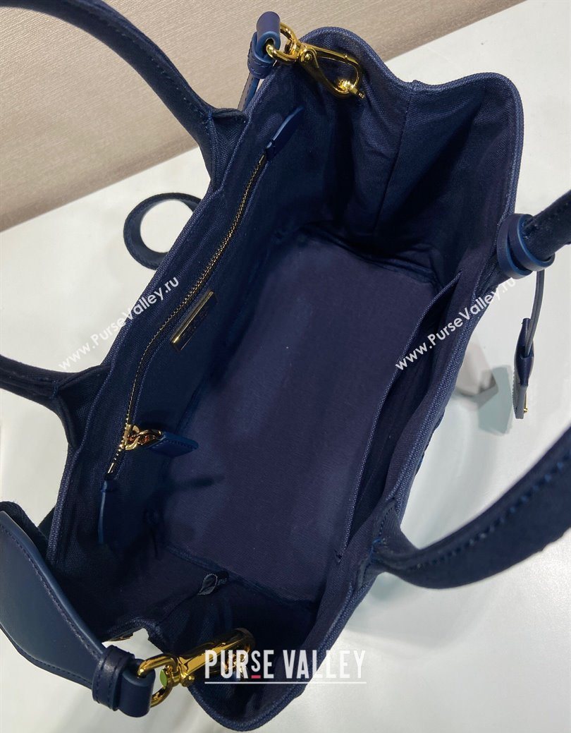 Prada Jardiniere small cotton canvas handbag Baltic Blue 2025 1BG464 (YZ-250627017)