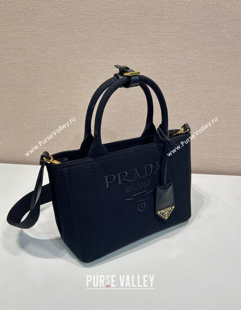 Prada Jardiniere small cotton canvas handbag Black 2025 1BG464 (YZ-250627018)