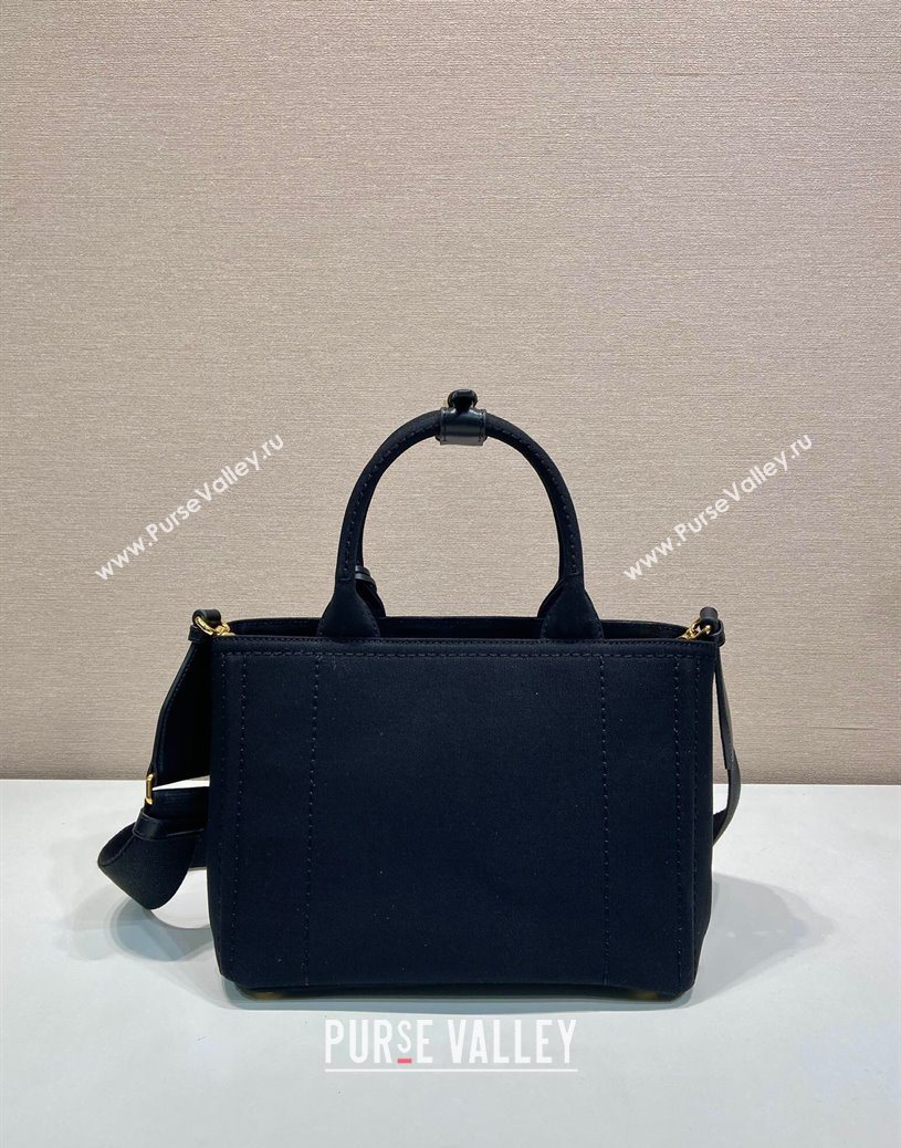 Prada Jardiniere small cotton canvas handbag Black 2025 1BG464 (YZ-250627018)