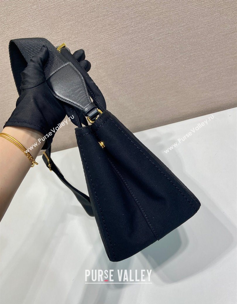 Prada Jardiniere small cotton canvas handbag Black 2025 1BG464 (YZ-250627018)