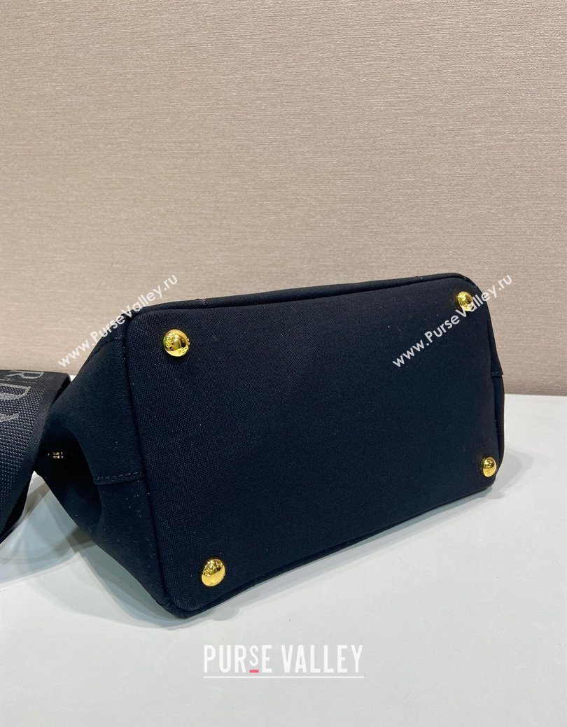 Prada Jardiniere small cotton canvas handbag Black 2025 1BG464 (YZ-250627018)