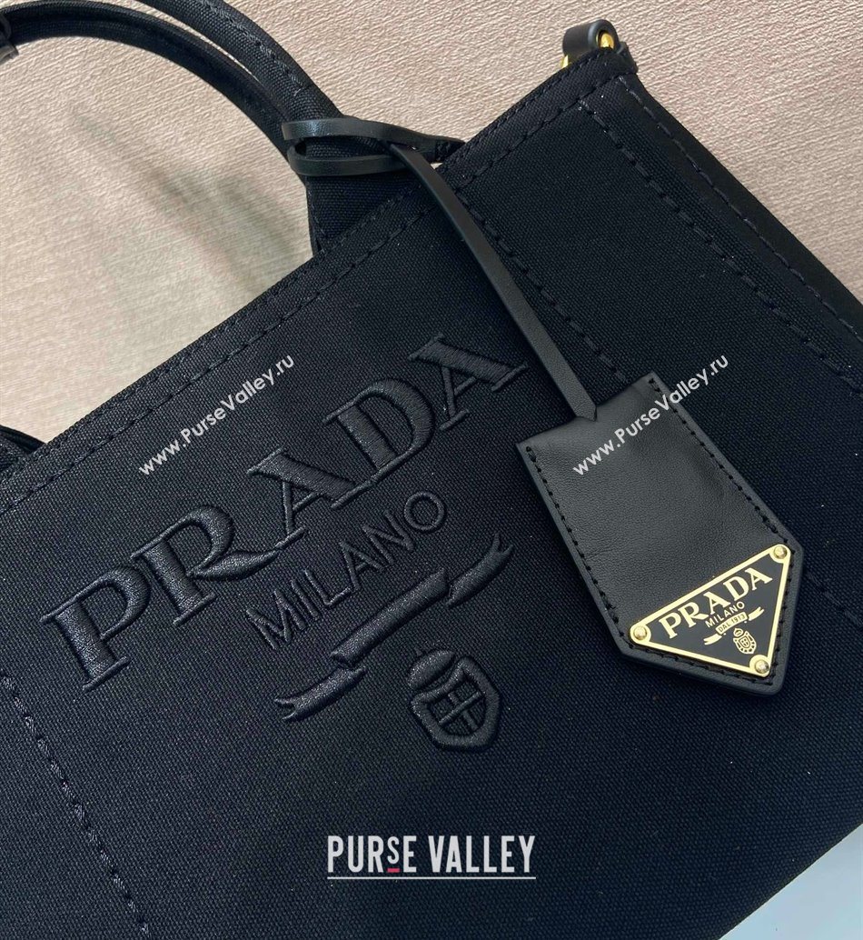 Prada Jardiniere small cotton canvas handbag Black 2025 1BG464 (YZ-250627018)