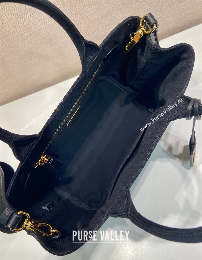 Prada Jardiniere small cotton canvas handbag Black 2025 1BG464 (YZ-250627018)