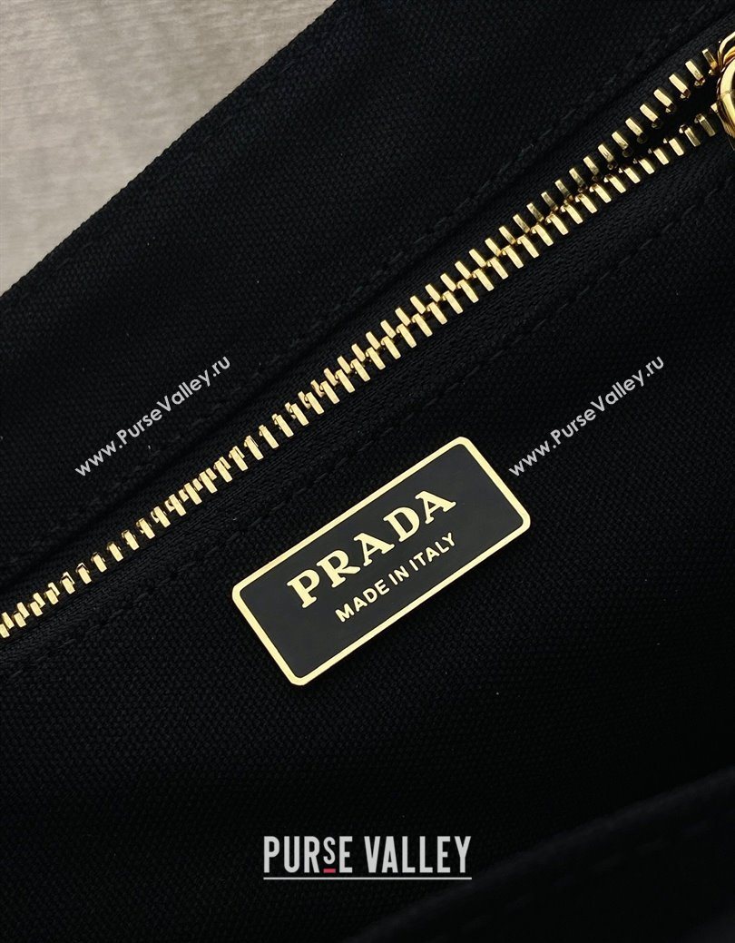 Prada Jardiniere small cotton canvas handbag Black 2025 1BG464 (YZ-250627018)