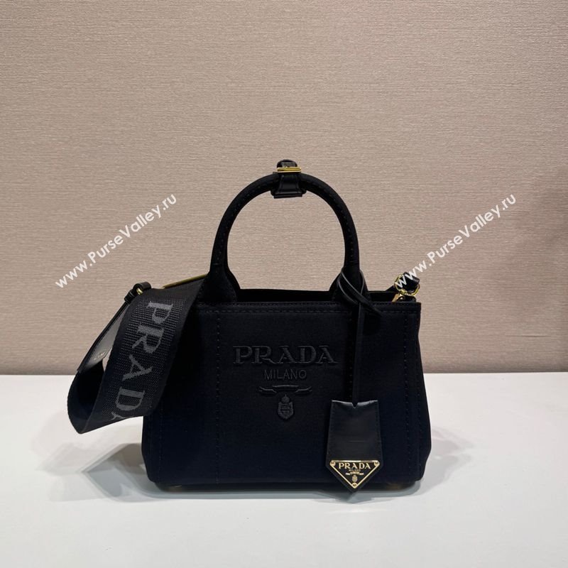 Prada Jardiniere cotton canvas mini handbag Black 2025 1BA038 (YZ-250627013)