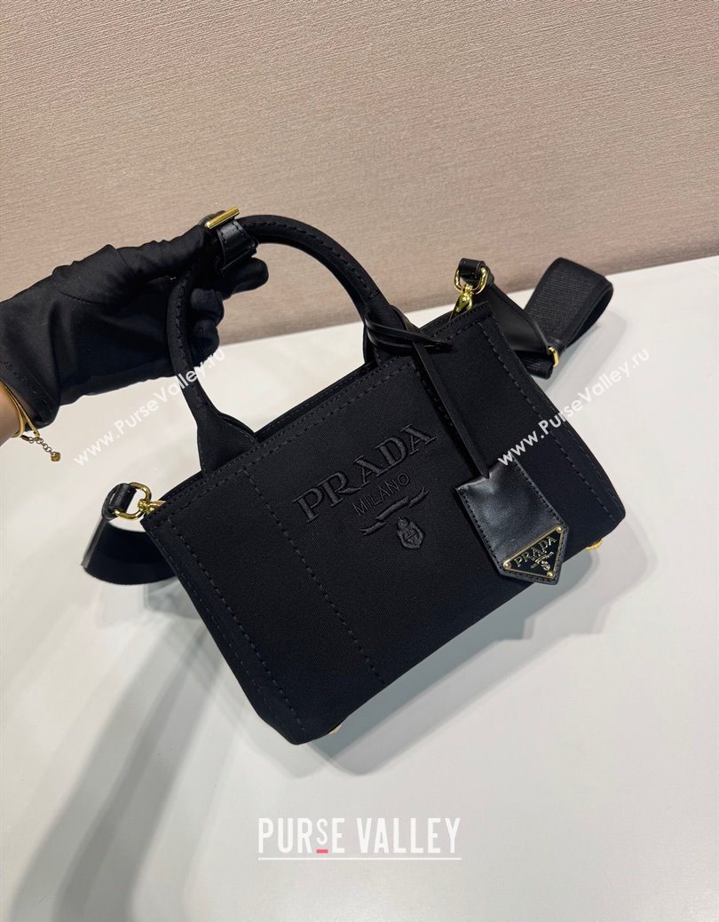 Prada Jardiniere cotton canvas mini handbag Black 2025 1BA038 (YZ-250627013)