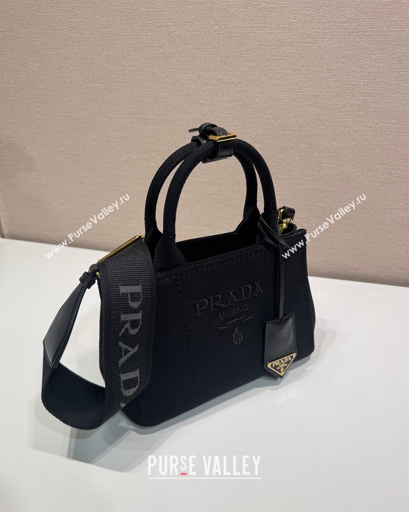 Prada Jardiniere cotton canvas mini handbag Black 2025 1BA038 (YZ-250627013)