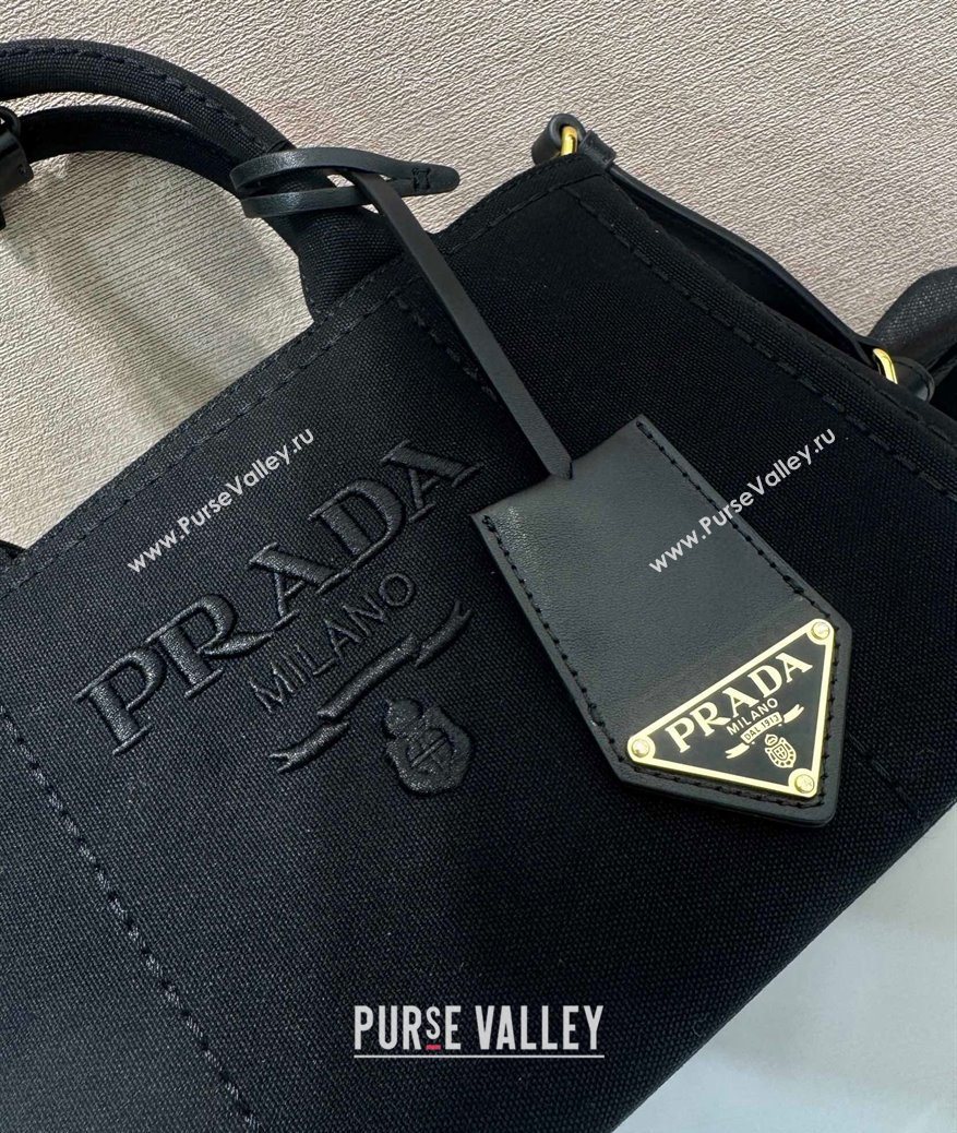 Prada Jardiniere cotton canvas mini handbag Black 2025 1BA038 (YZ-250627013)