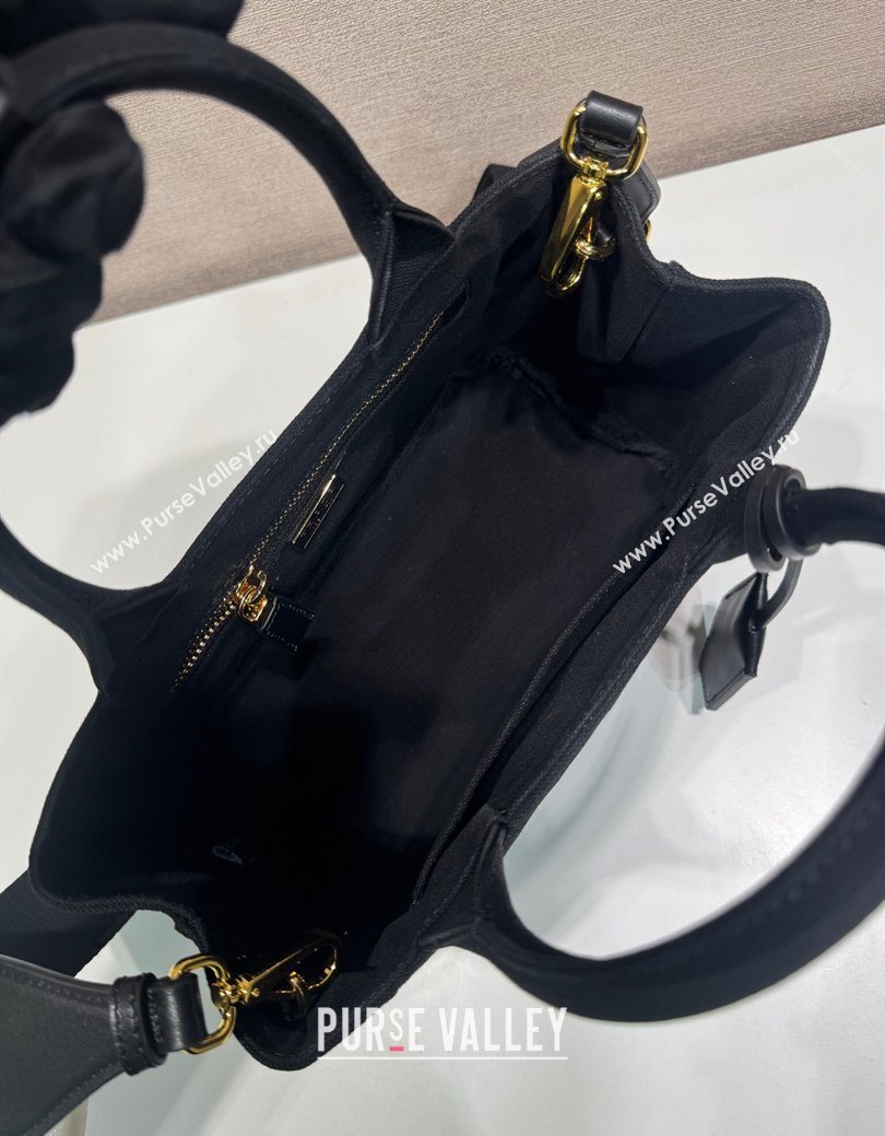 Prada Jardiniere cotton canvas mini handbag Black 2025 1BA038 (YZ-250627013)