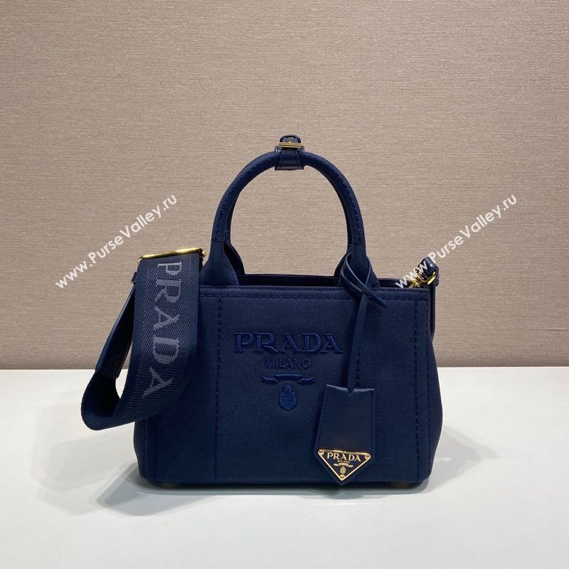 Prada Jardiniere cotton canvas mini handbag Baltic Blue 2025 1BA038 (YZ-250627014)