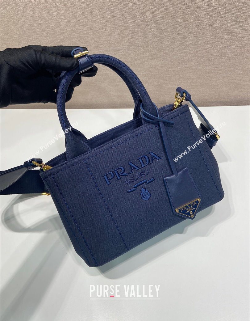 Prada Jardiniere cotton canvas mini handbag Baltic Blue 2025 1BA038 (YZ-250627014)