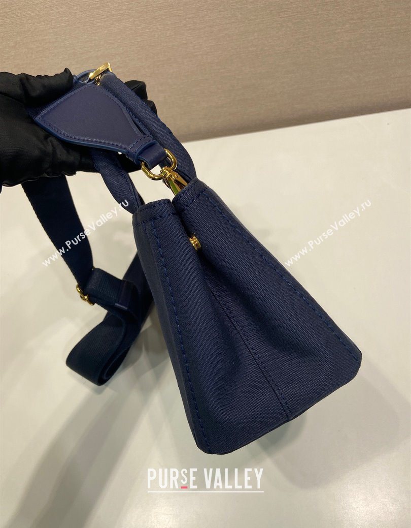 Prada Jardiniere cotton canvas mini handbag Baltic Blue 2025 1BA038 (YZ-250627014)