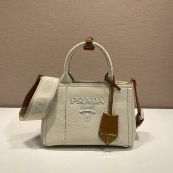 Prada Jardiniere linen blend mini handbag White 2025 1BA038 (YZ-250627015)