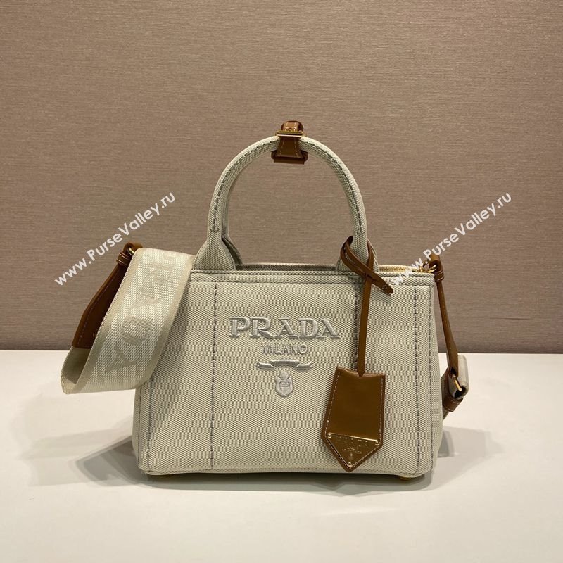 Prada Jardiniere linen blend mini handbag White 2025 1BA038 (YZ-250627015)