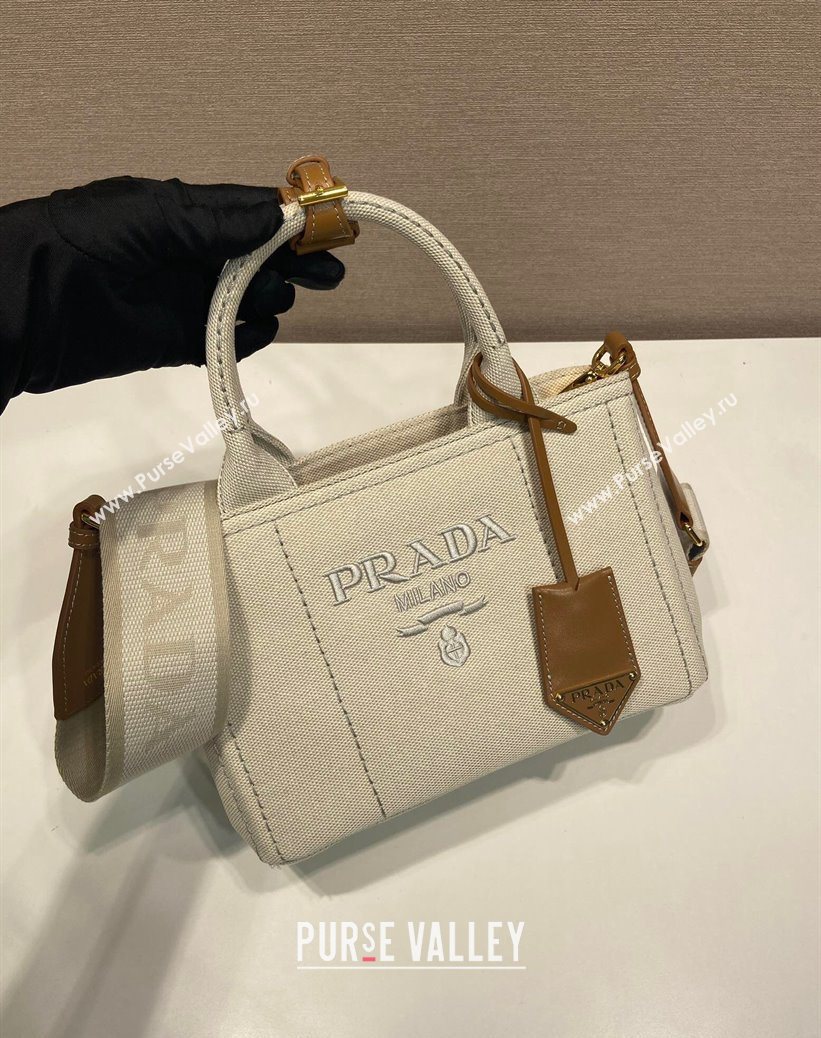 Prada Jardiniere linen blend mini handbag White 2025 1BA038 (YZ-250627015)