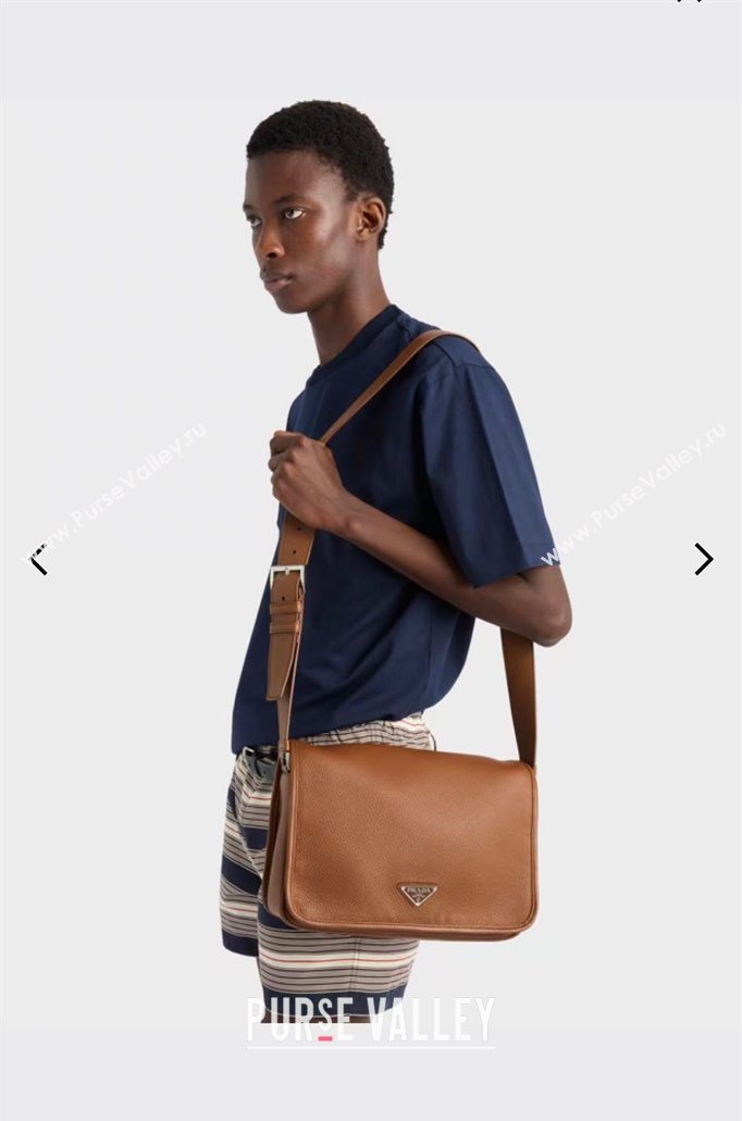 Prada Mens Leather shoulder bag Cognac Brown 2025 2VD075 (YZ-250627027)
