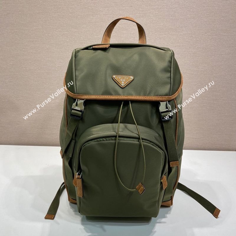 Prada Mens Re-Nylon and Saffiano Leather Backpack 2VZ135 Green 2025 (YZ-250627030)
