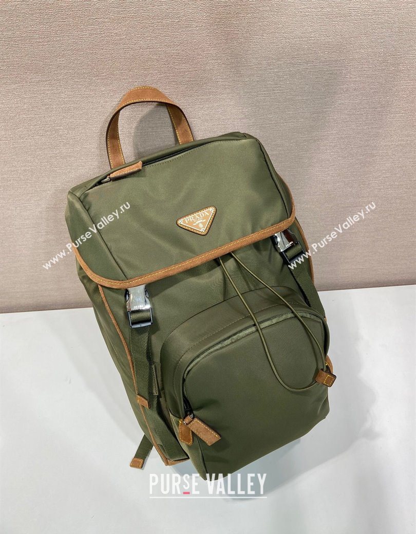 Prada Mens Re-Nylon and Saffiano Leather Backpack 2VZ135 Green 2025 (YZ-250627030)