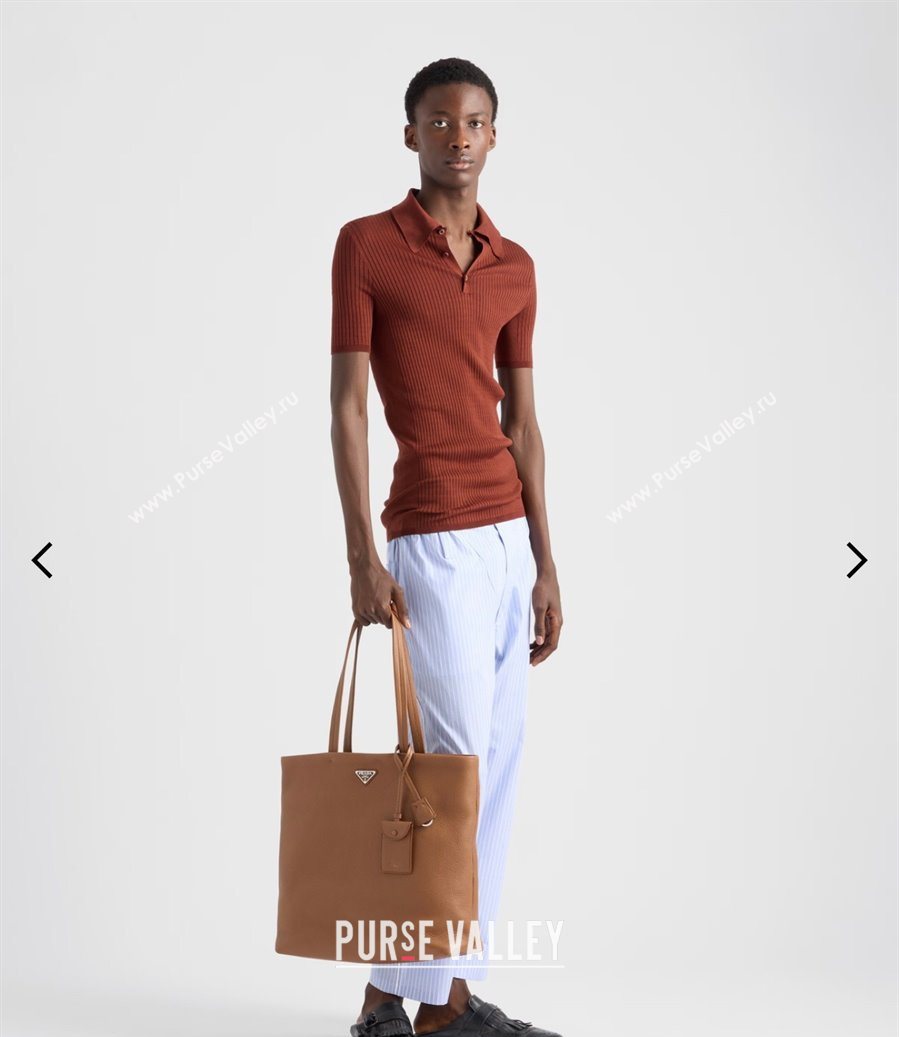 Prada Mens Leather tote bag Cognac Brown 2025 2VG130 (YZ-250627034)