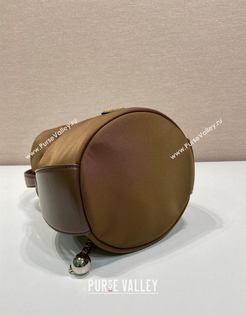 Prada Nylon Small Bucket Bag with Chain Brown 2025 1BE088 (YZ-250627037)