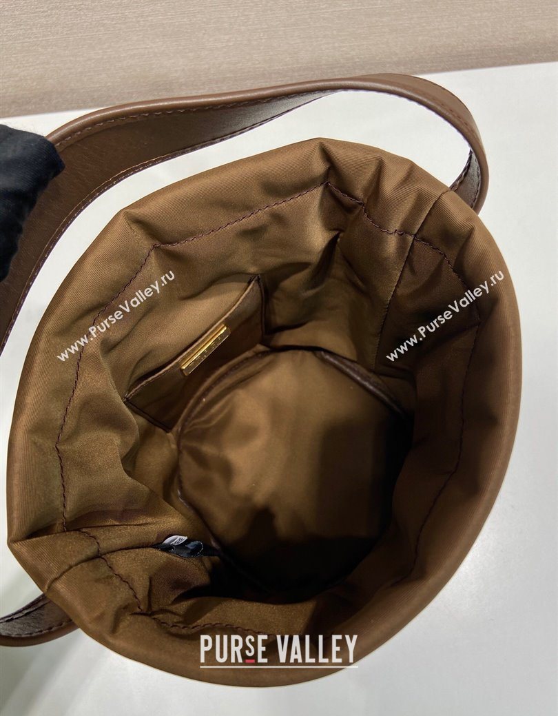 Prada Nylon Small Bucket Bag with Chain Brown 2025 1BE088 (YZ-250627037)