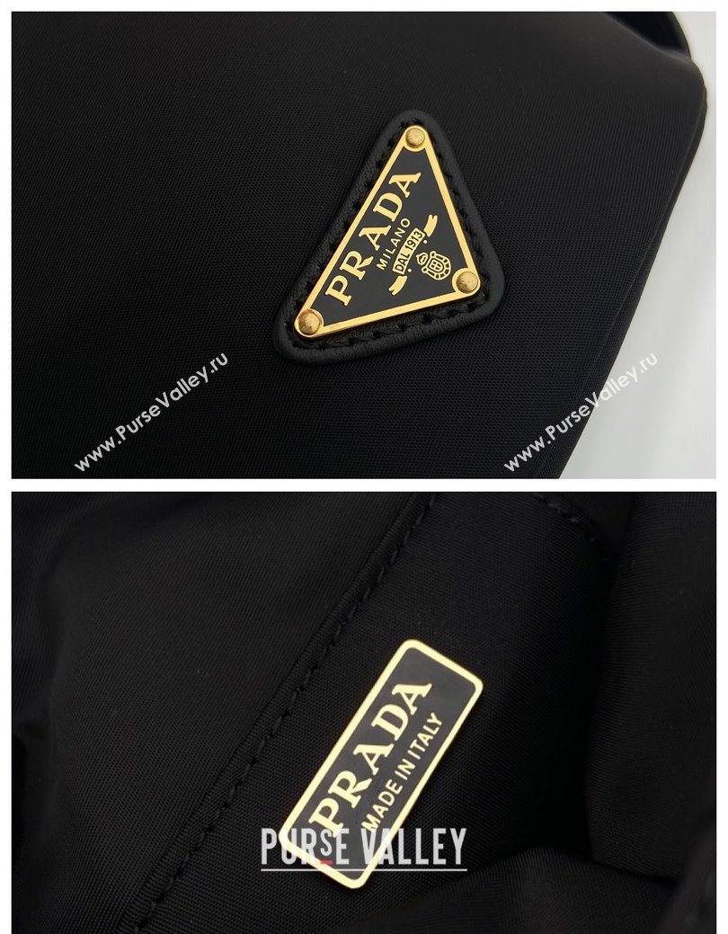 Prada Nylon Small Bucket Bag with Chain Black 2025 1BE088 (YZ-250627038)