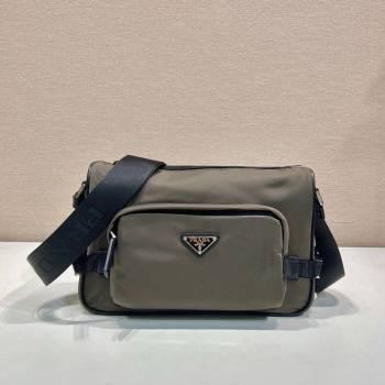 Prada Mens Medium Re-Nylon and Saffiano leather shoulder bag Forest Green 2025 2VH192 (YZ-250626099)