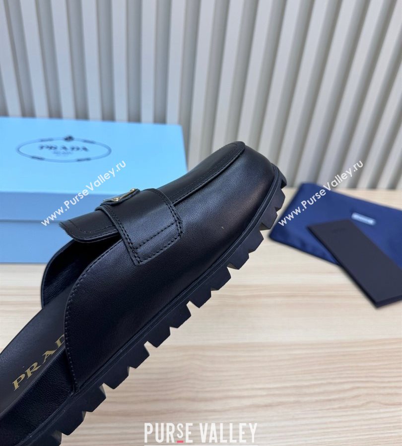 Prada Nappa Leather Flat Mules Black 2025 043002 (MD-250710104)